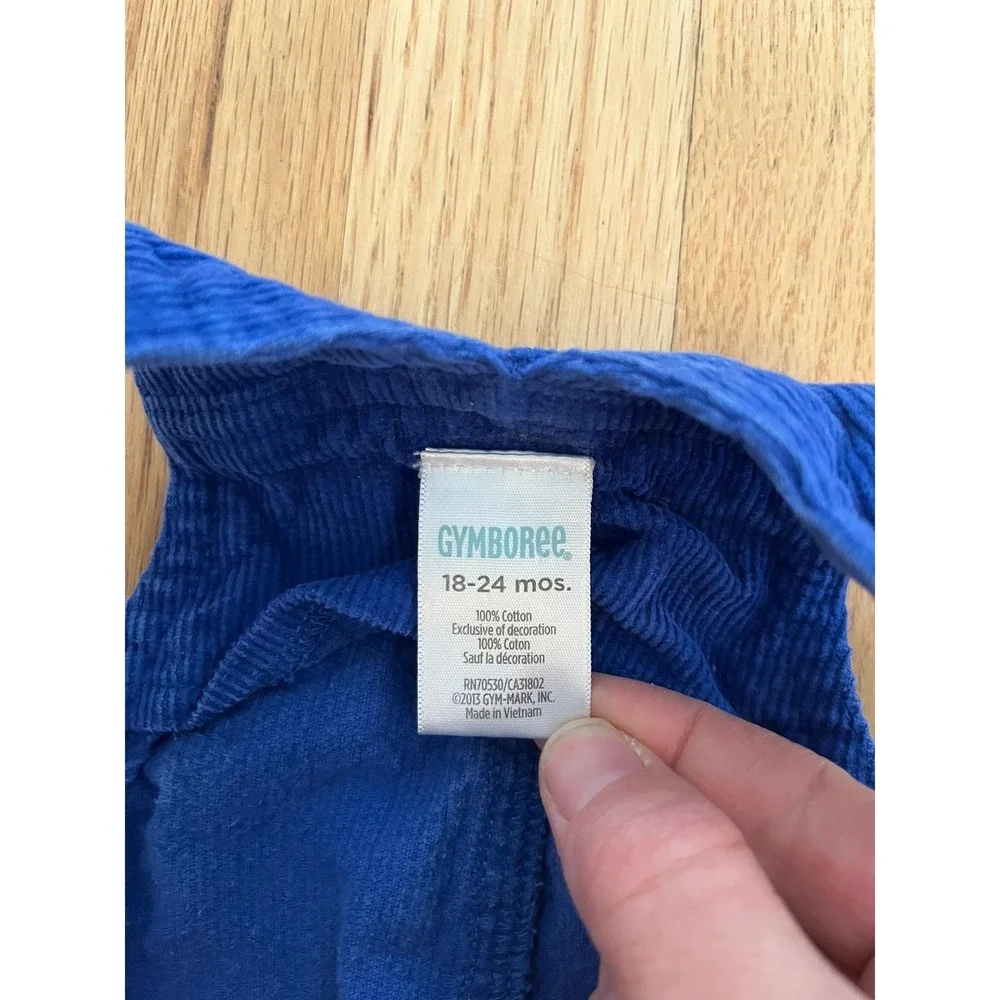 Gymboree‎ Boys Royal Blue Corduroy Owl Cargo Overalls 18-24 Months